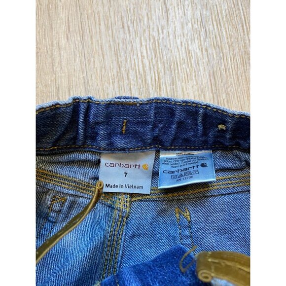 Carhartt Kids Denim Adjustable Waist Jeans Size 7‎ Relaxed Fit Blue - Picture 3 of 7